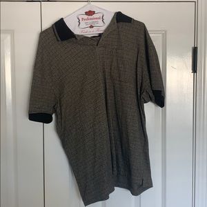 Vintage Olive Patterned Polo sz L